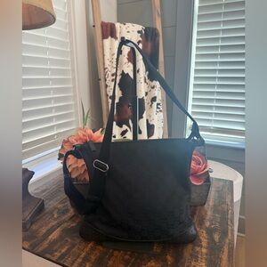 Gucci Monogram & Leather Black Crossbody 145857001013